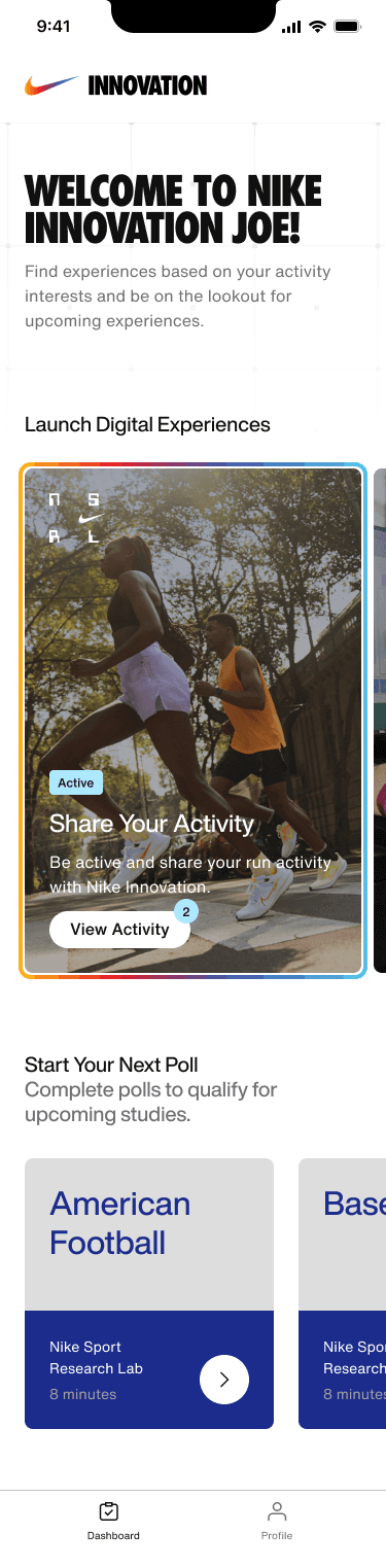 Nike: Share Your Activity, screen 1